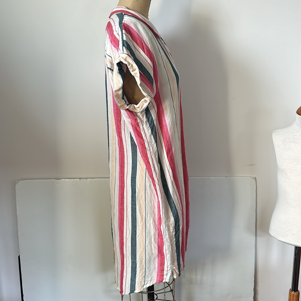 Thread and Supply linen blend Dress striped tunic Casual L - Picture 8 of 9